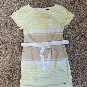Tommy Hilfiger Yellow and Tan Striped Midi Dress